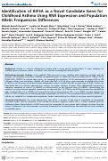 Cover page: Identification of KIF3A as a Novel Candidate Gene for Childhood Asthma Using RNA Expression and Population Allelic Frequencies Differences